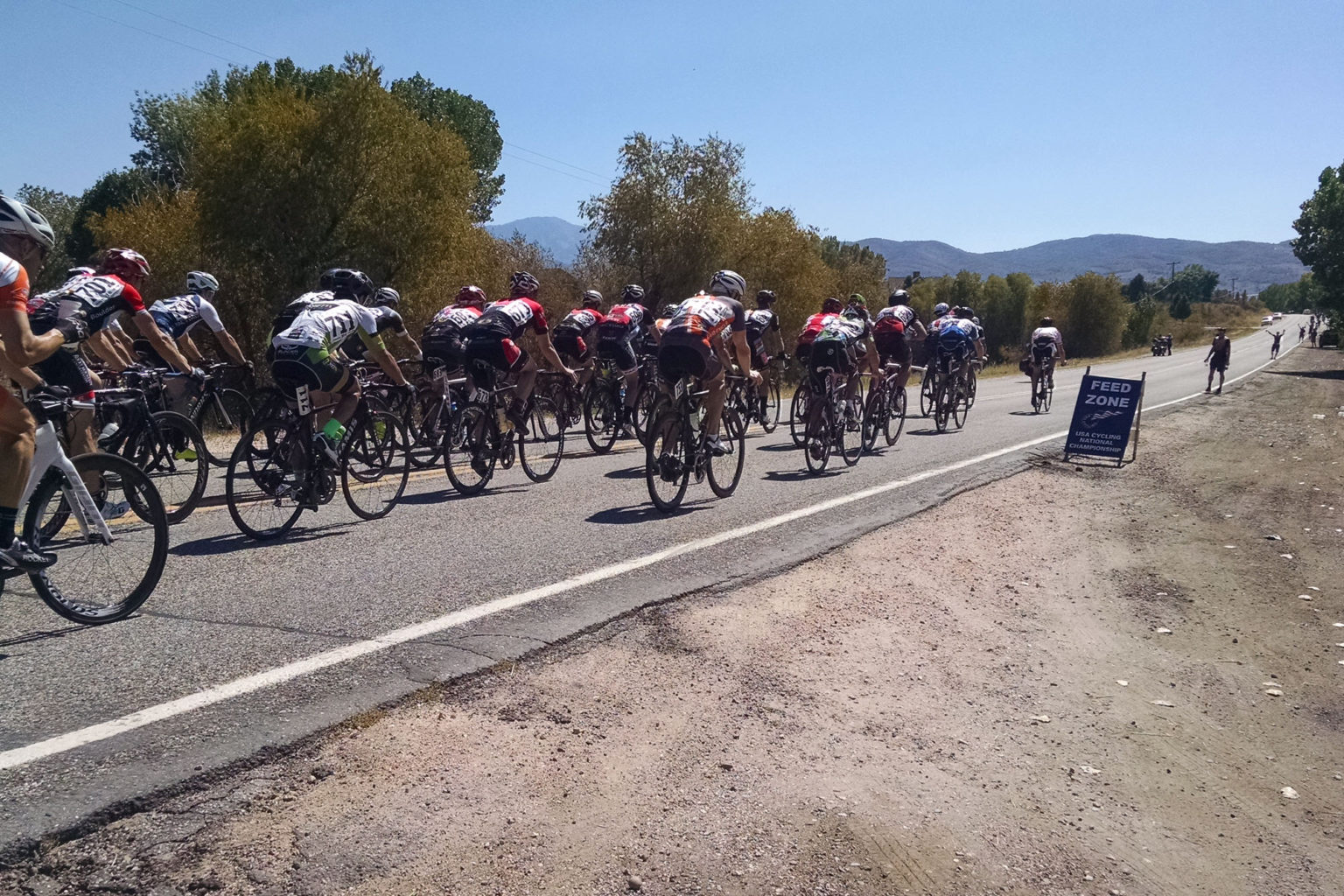 Uhl mid-pack through the feed zone