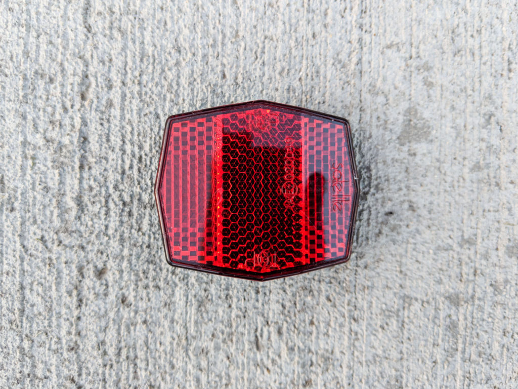 Red bicycle reflector