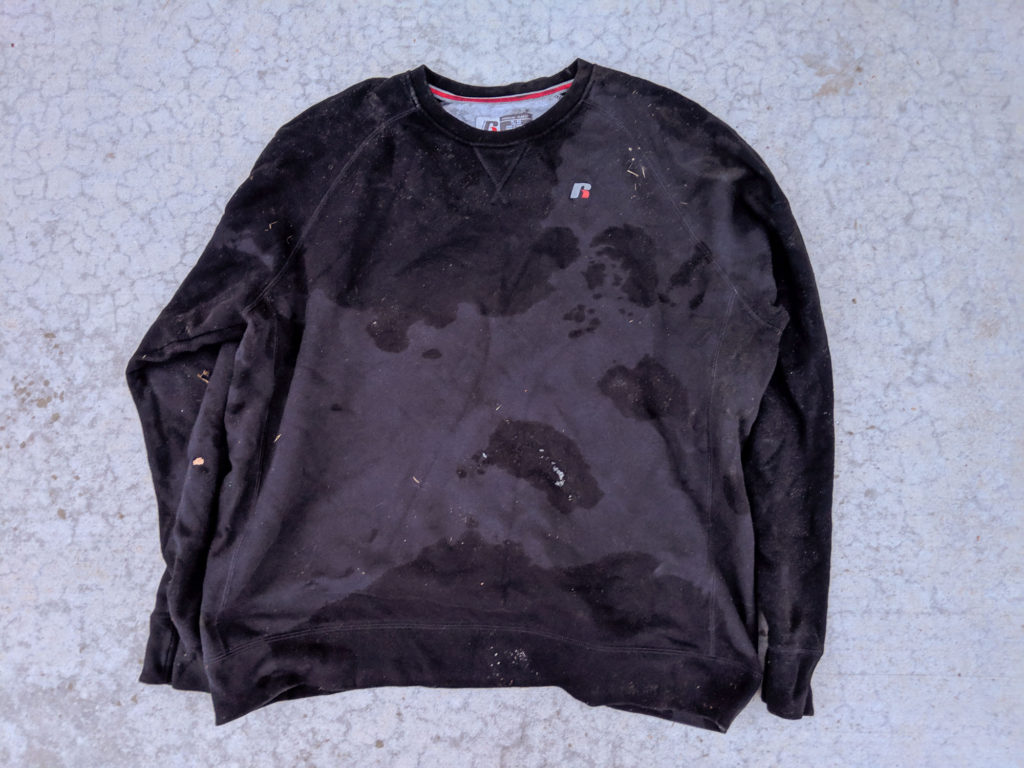 Black sweatshirt with stains